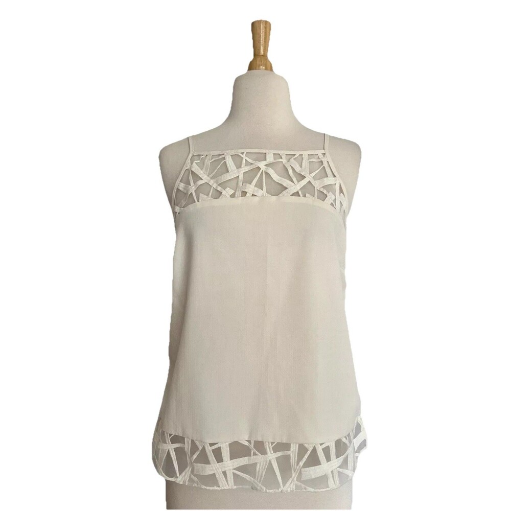 W118 By Walter Baker Women's Ivory White Cutout Sleeveless Tank Top Sz Small